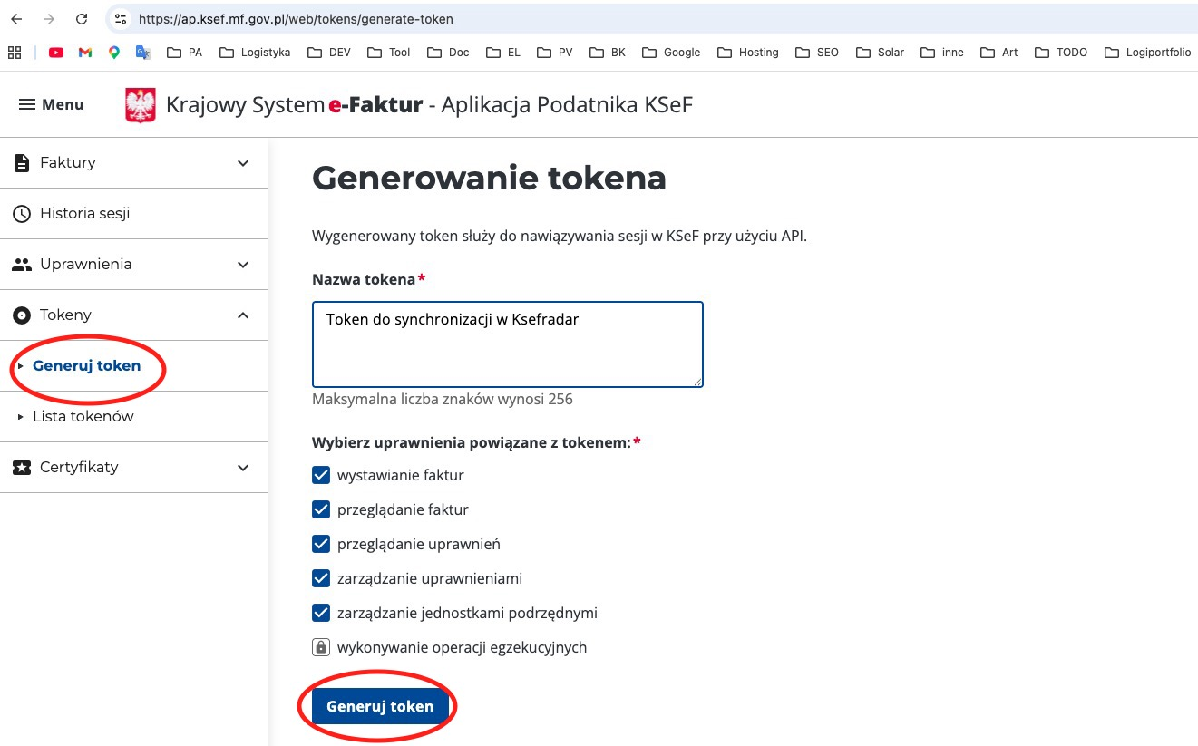 KSeF krok 3 - generowanie tokenu